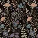 CiCiwind Black Floral Wallpaper Peel and Stick Dark Floral Wall Paper Vintage Removable Self Adhesive Contact Paper for Bedroom Bathroom Cabinets Decoration 78.7"×17.3"