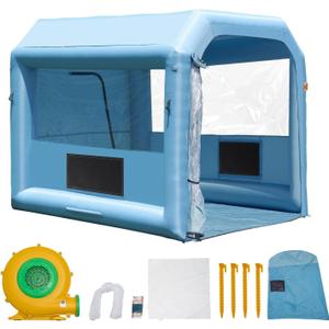 VEVOR Inflatable Paint Booth, 9.8 x 8.2 x 8.2 ft Inflatable Spray Booth, with 550W Powerful Blower and Air Filter System, Portable Car Paint Booth for Motorcycle, Bicycle, Small Furniture Painting (Blue)