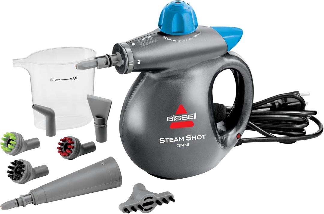 BISSELL Steam Shot Omni Handheld Portable Steam Cleaner for Tile, Grout, Windows, Bathrooms, Kitchens, includes 7 tools