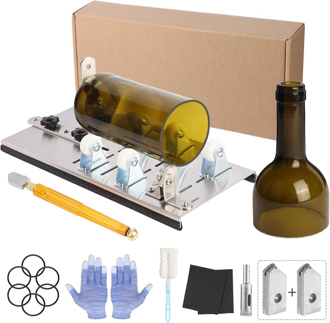Glass Bottle Cutter, Glass Cutter Tool Kit for Round Bottles, Bottle Cutter DIY Machine for Cutting Beer, Whiskey, Champagne and soda