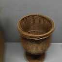 Handwoven Boho Wicker Planter Basket, Woven Decorative Storage Basket and Planter for Porch Patio Backyard Home Garden (Brown)