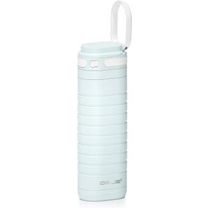 Ideus Insulated Stainless Steel Water Bottle 14 oz Lockable Lid & Leakproof Travel Coffee Mug for Hot/Cold Beverages Fits Most Cup Holder (Light Blue)