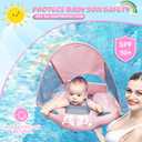 Mambobaby Baby Swim Float with Canopy & Tail Infant Pool Float Non-Inflatable Toddler Swim Float with Skin-Friendly Material for 3-24 Months Baby Boys Grils Elephant Pink