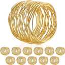 Twisted Wire Mesh Napkin Rings Holders Dcor Dinner Party Wedding Christmas Gathering (Gold 12pcs)
