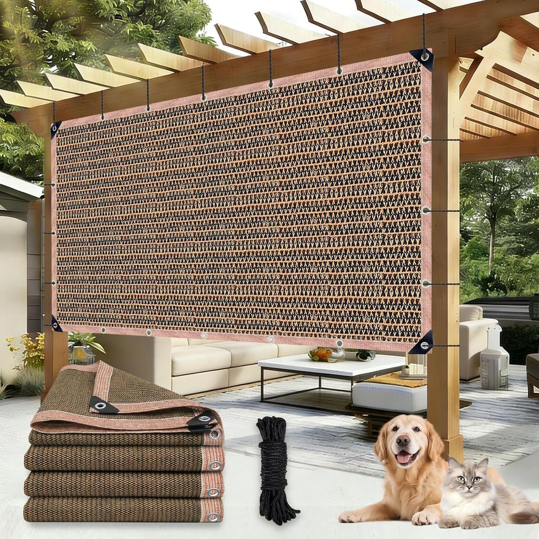 Shade Cloth for Garden, 20 x 30 FT 90% Mesh Tarp with Grommets Shade Cloth for Greenhouse,Patio,Vegetables,Plants Cover and Chicken Coops, Mocha Shade Net for Outdoor Garden