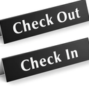 2 Pcs Check In Check Out Sign 2" x 9" Reception Desk Lobby Counter Signs Acrylic V Shaped Table Top Laser Engraved Counter Signage for Hotels, Resorts, Events