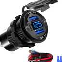 Upgraded 12V USB Charger with 4 Ports - Aluminum Alloy Car Outlet with LED Voltmeter for Cars, Golf Carts, Boats, RVs, Trucks, and Motorcycles (Pack of 1)