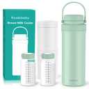 Koalababy 22oz Breast Milk Cooler with 2 Bottles - Frost-Max 24H Cold Protection, Portable Insulated Breastmilk Storage for Working & Travel Moms, Leak-Proof & BPA-Free, Green