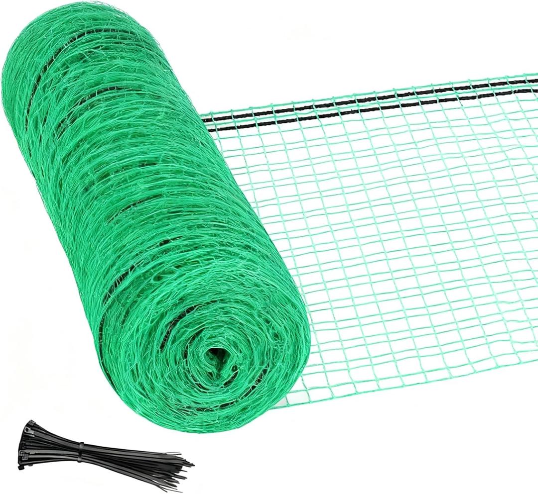 Safety Fence 4ft x 200ft, Extra Long Plastic Mesh Temporary Fencing with 50 Zip Ties, 0.6in Tight Mesh, Rope-Reinforced Edge & Top Rope for Garden Construction Snow Deer Animal Barrier, Green