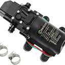 12V DC Fresh Water Pump with 2 Hose Clamp 12 Volt Diaphragm Pump Self Priming Sprayer Pump with Pressure Switch 4.5 L/Min 1.2 GPM 110 PSI Adjustable for RV Camper Marine Boat Lawn