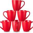 Vicrays Coffee Mug Set, 12 Ounce, Ceramic Mug for Men, Women, Unique Glazed Mugs with Handle for Coffee, Tea, Milk, Cocoa, Cereal - Set of 6 Red