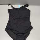 Yonique Women One Piece One Shoulder Swimsuit Mesh Bathing Suit Tummy Control Swimwear (Medium, Solid Black)