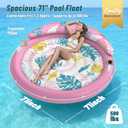 JOSEN Pool Floats Adult, Inflatable Tanning Pool - Extra Large Pool Floats for Adults Heavy Duty, Round Pool Rafts, River Lake Floaties Water Floats with Cup Holders (Pink White)