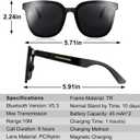Smart Glasses, Bluetooth Sunglasses Hands-Free Calling with Mic & Speakers, Bluetooth 5.3 with HD Lenses, Stereo Audio Wireless Headset for Cycling Running Hiking