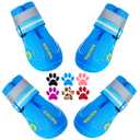QUMY Dog Shoes for Large Dogs, Medium Dog Boots & Paw Protectors for Winter Snowy Day, Summer Hot Pavement, Water-Resistant in Rainy Weather, Outdoor Walking, Indoor Hardfloors Skid-Resistant Sole, Blue, Size 1: 1.8''x2.3''(W*L) (Pack of 4)