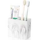 Diatomite Toothbrush Holder 2 Slots Tooth Brush Holder for Bathroom, Kids Electric Toothbrush and Toothpaste Organizer for Countertop, Shower, Vanity, Marble White