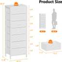 Furnulem White Tall Dresser for Bedroom with 7 Drawers, Vertical Chest of Drawer in Closet, Nightstand Storage Tower Unit Organizer with Fabric Bins for Dorm,Living Room,Entryway,Hallyway
