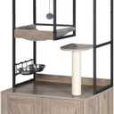 HOOBRO Cat Tree with Litter Box Enclosure, 58.7" H Cat Tower with Hidden Litter Box Furniture, with Scratching Post, Step, Hammock, Multifunctional Pet Furniture with Food Bowls, Greige BG30MZ03G1