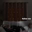 indistar Star Cutout Kids Window Blackout Curtains for Girl Bedroom Window Room Darkening Curtains & Drapes Baby Nursery Curtains (2 Panel, 52W x 84L inch,Beige)