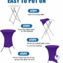 Cocktail Table Covers - 2 Pack 32x43 Inch Table Cloth - Purple Fitted Stretch Spandex Round High Top Tablecloth for Party, Bar, Birthday, Pub, Banquet