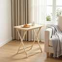 VECELO Folding Table, Modern Wood Portable Snack TV Trays, Easy to Clean & Assemble, for Living Room Bedroom Kitchen, Natural, 1 Pack