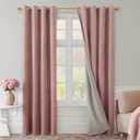 HOMEIDEAS Blush Pink 100% Blackout Velvet Curtains,52 X 84 Inch Room Darkening Thermal Insulated Grommet Window Drapes for Bedroom, Living Room, Nursery2 Panels