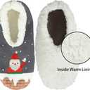 BenSorts Fuzzy Slipper Socks for Women Funny House Slippers with Grips (5-6.5, 1 Pair Christmas Grey)