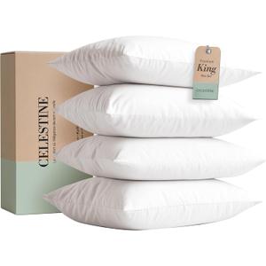King Size Bed Pillows Set of 4 Soft & Supportive Down Alternative Microfiber Filling, Plush White 36x20 Sleeping Pillows for Side and Back Sleepers, Breathable, Machine Washable