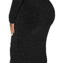 Women's Formal Evening Gowns Elegant Sparkly One Shoulder Maxi Dresses Sexy Long Sleeve High Split Party Long Dress (Black, M)