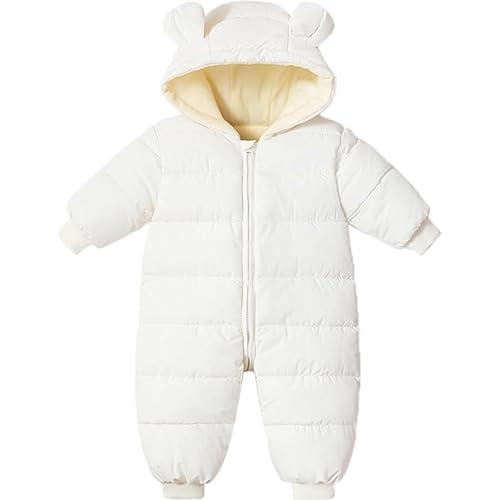 Ilyboz Infant Toddler Snowsuit Cute Baby Bear Suit Newborn Winter Coat Warm Hooded Jumpsuit for Boys Girls, 90
