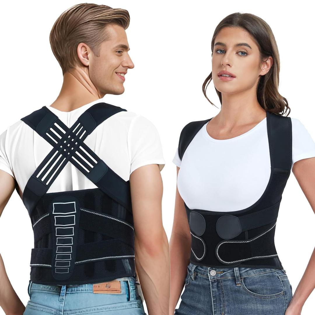 Back Brace Posture Corrector for Women and Men with Spine Vertical Alignment System, Lower Back Pain Relief, Back Straighter Instant Posture Corrector - Scoliosis (Black, Medium (Waist 32"-40")