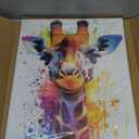 Framed Cute Abstract Giraffe Canvas Wall Art, Funny Neutral Colorful Animal Graffiti Paintings Artwork, for Kids Living Room Bathroom Decor Ready to Hang (16"x24")