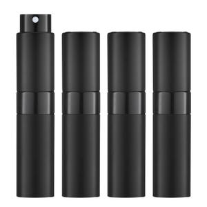 LISAPACK Atomizer Perfume 8ML Spray Bottle for Travel (4PCS), Empty Refillable Cologne Dispenser, Portable Sprayer (Black) (4 Black)