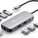 NOVOO USB C Hub Ethernet 4K@60 USB C HDMI Adapter Multiport Type C Adapter 4 USB 3.0 & USB2.0 Dongle 100W PD Dock Docking Station for MacBook Pro Air Apple iPad Pro Steam Deck Dell HP Lenovo 7-in-1