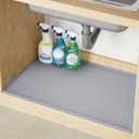 TRZZ Silicone Waterproof Under Sink Mat 34" x 22", Drip Tray and Cabinet Liner for Kitchen and Bathroom, Prevents Water Damage and Organizes Cabinets (Grey)
