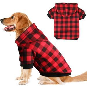 Plaid Dog Hoodie Sweatshirt Sweater for Medium Dogs Cat Puppy Clothes Coat Warm and Soft (Medium)