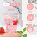 XUWAIDSGN 50 Pack Pink Plastic Ribbed Wine Glasses 14 oz Disposable Cocktail Martini Juice Coffee Drinking Tumblers Plastic Stackable Ripple Wedding Party Cups for Charcuterie Parties and Events