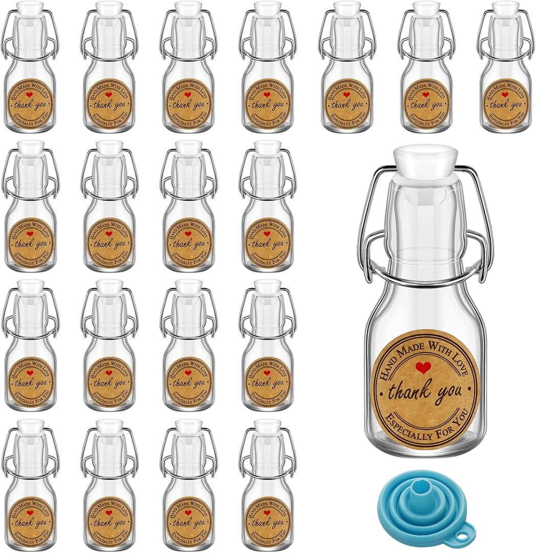 30Pcs White 2 oz Mini Swing Top Glass Bottles, 60ML Mini Storage Bottles, with Lids Kraft Decoration,Small Glass Bottle,for Wedding Themed Party Favors (30)