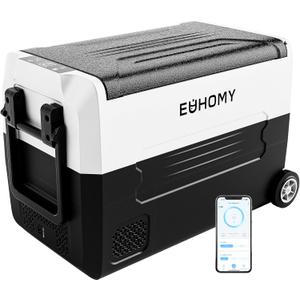 EUHOMY 12 Volt Refrigerator, 48QT(45L) 12V Fridge, Electric Cooler 12/24V DC 120-240V AC -4~68, 12V Freezer Removable Divider, Car Fridge for Camping, RV, Travel, Fishing, Outdoor