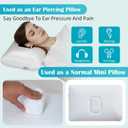 Ear Piercing Pillow with Foam Plug for Side Sleepers-Ear Pillow with Off Center and 4.7"X3.2" Large Ear Hole for Ear Pain/CNH, Soft CertiPUR-US Memory Foam, Cooling Removable Cover, Travel 16"X11"X4''