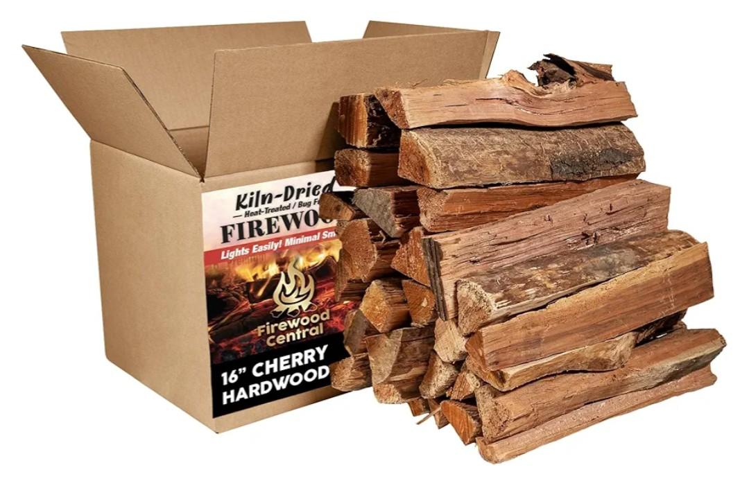 Kiln-Dried PA Cherry – 16” Splits (Approx. 38 lb) – Sweet Smoking Wood for Cooking, Grilling, Wood-Fired Ovens & Campfires – Easy Light, Low Smoke, USA-Sourced