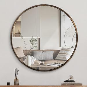 1st owned Round Wall Mirror Bronze 20 Inch -Circular Metal Framed Wall Mounted Mirror, Hanging Round Modern Decorative for Entryway Bathroom, Living Room, Bedroom (20"L x 1"W, Bronze)