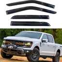 KPY Window Visor Rain Guard for 2015-2025 Ford F150 SuperCrew, Tape-On Deflectors Vent Visor for 2017-2025 F150 Raptor F250 F350 F450 F550 SuperDuty Crew, 2016 2017 2018 2019 2020 2021 2022 2023 2024
