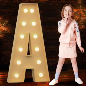 4FT Marquee Light Up Letters, Large DIY Giant Letter A for Baby Shower, Birthday Party Backdrop Decor, Wedding Engagement Party, Pre-Cut Foam Board