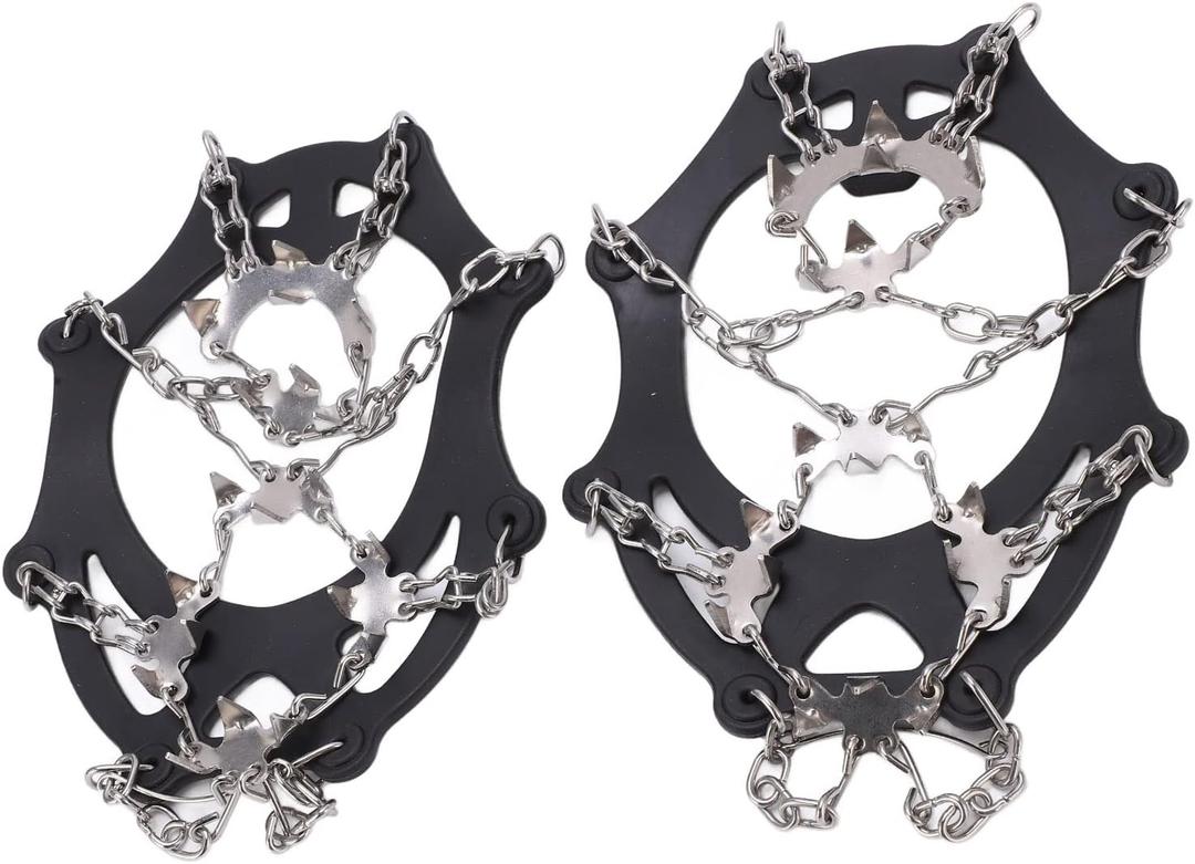 Ice Traction Cleats Shoe Crampons Snow Grips with 19 Spikes Storage Bag for Hiking Walking Mountaineering (XL)