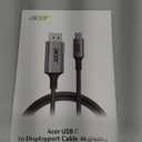 Acer USB C to DisplayPort Cable 6.6 FT (4K@60HZ 2K@165Hz), Type-C to DisplayPort Cord (Sturdy Aluminum, Plug & Play) Thunderbolt 3/4/5 Compatible with MacBook Pro/Air, iPhone 16 Pro/Max, XPS, Surface