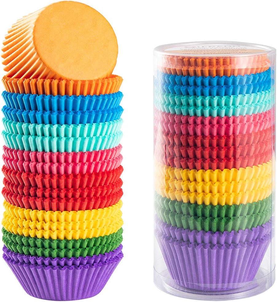 Gifbera Bright Rainbow Standard Cupcake Liners Solid Colorful Paper Baking Cups 400-Count (Standard Size)