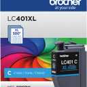 Brother Genuine High Yield Cyan Ink Cartridge, LC401XLCS, Cyan and Black