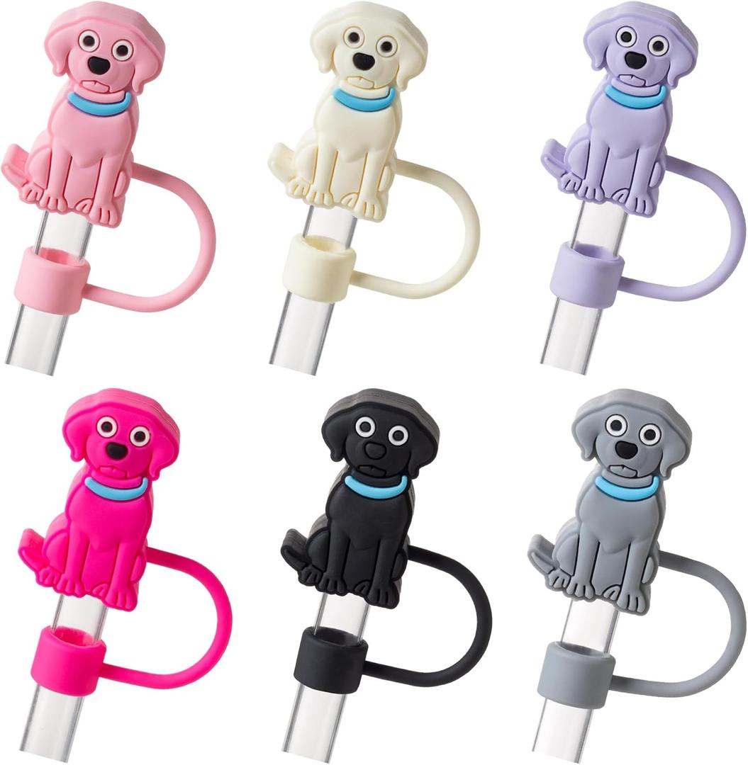 2 x HWGODDYE 6PCS Dog Straw Cover Toppers for Stanley Cup with Handle 40oz/30oz Accessories