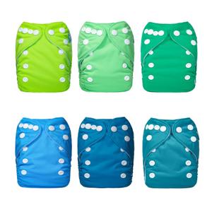 ALVABABY Newborn Cloth Diapers, Reusable for Preemie, 6 Covers with 12 Inserts, for Babies Less Than 12 Pounds (Pure Color 97)